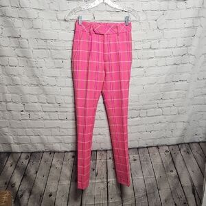 Vibrant Pink Plaid Women's Cropped Pants Size US0 (EU/UK32) NWOT